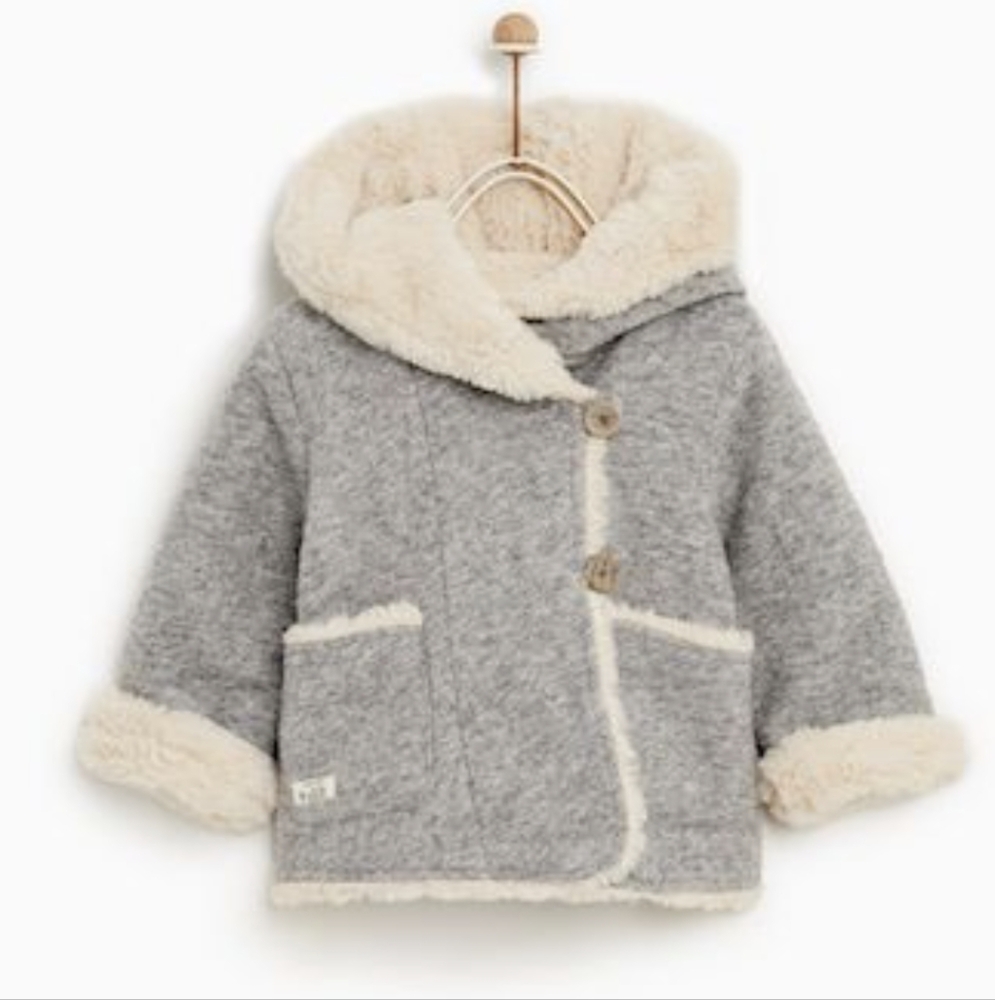Zara baby grey faux fur coat
